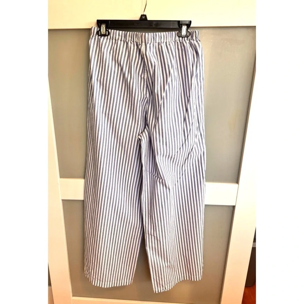 Rails Emmie Blue White 100% Cotton Wide Legs Pants M wide-leg high-rise Light
